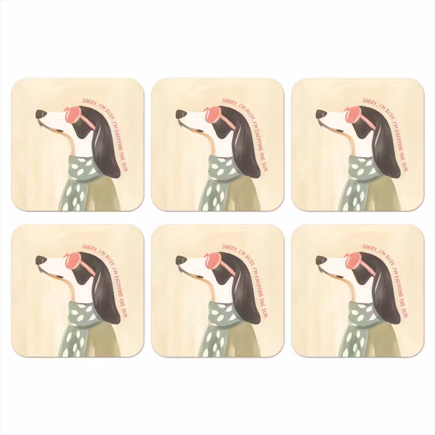 Quote - Hond - Zonnebril onderzetter kurk middel -3d
