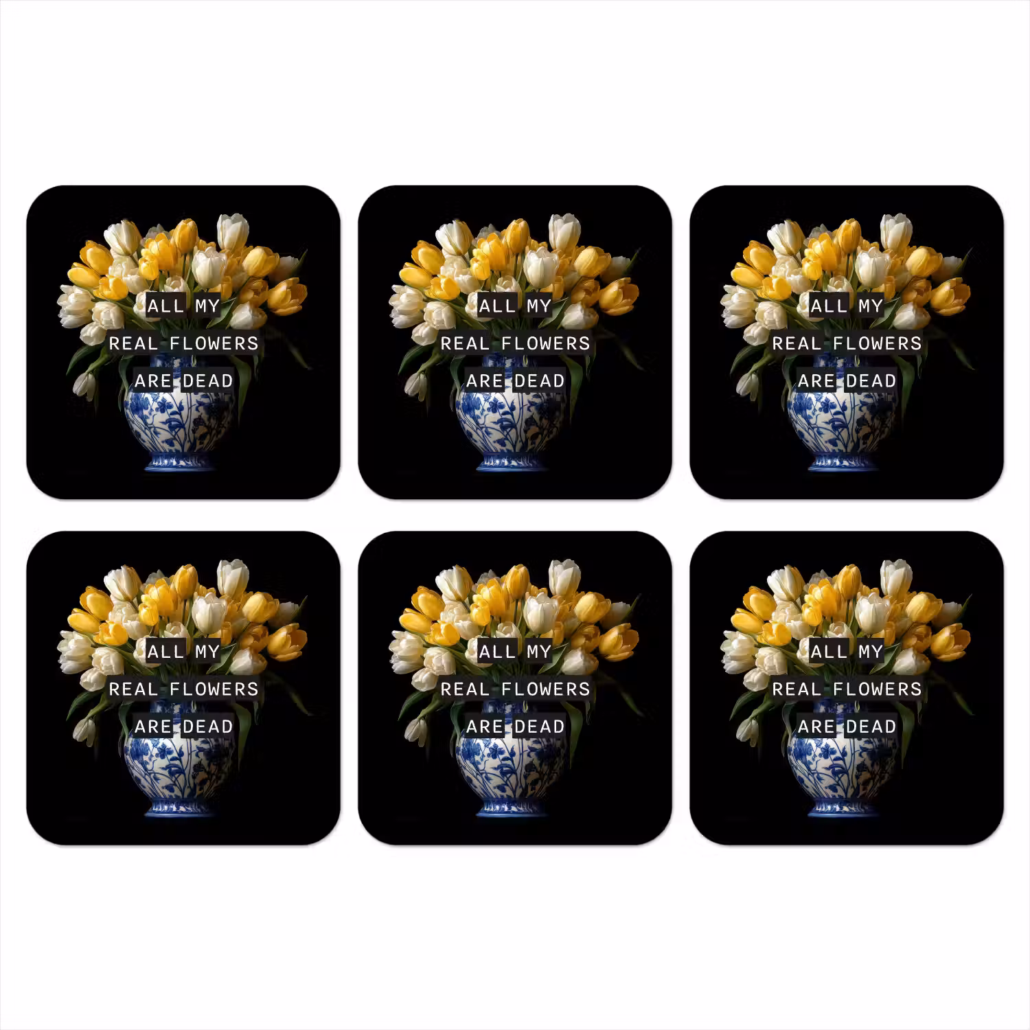 Quotes - Bloem - Tulp - Geel onderzetter kurk middel -3d