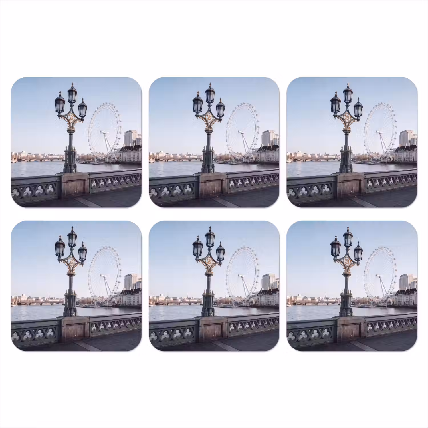 Reuzenrad - Londen - Stad - Architectuur - Brug onderzetter kurk middel -3d