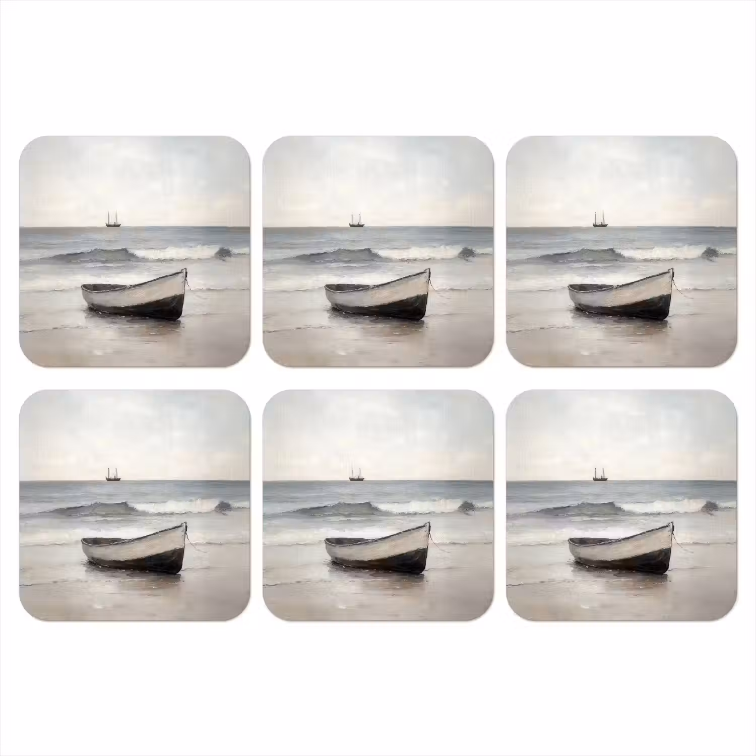 Roeiboot - Zee - Horizon onderzetter kurk middel -3d