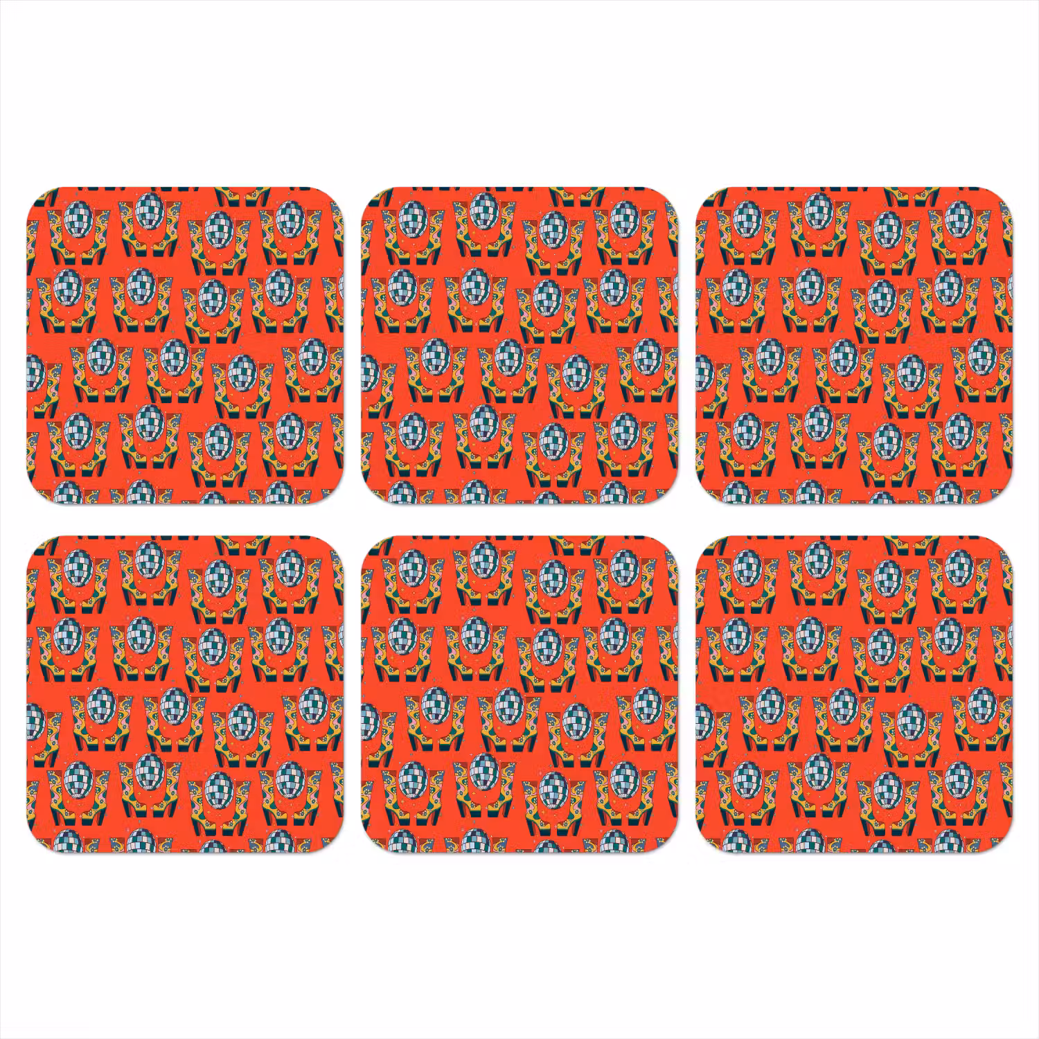 Rood - Disco - Patroon onderzetter kurk middel 366 -3d
