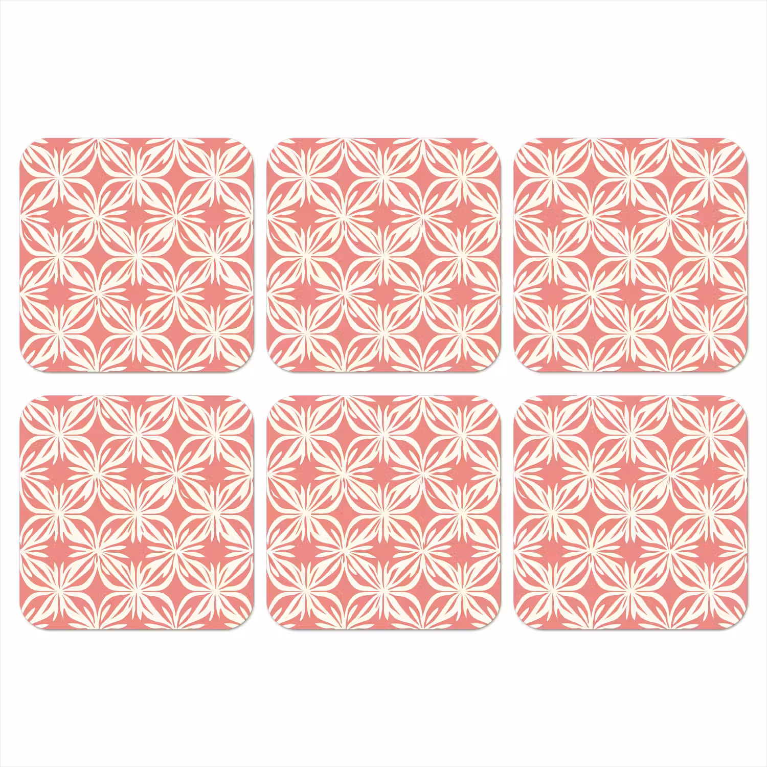 Roze - Bloemenmotief - Wit - Modern onderzetter kurk middel 366 -3d