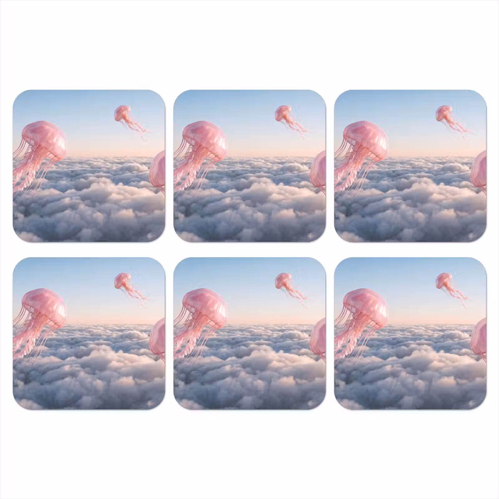 Onderzetter - Roze dier - Wolken - Roze dier - Wolken onderzetter kurk middel