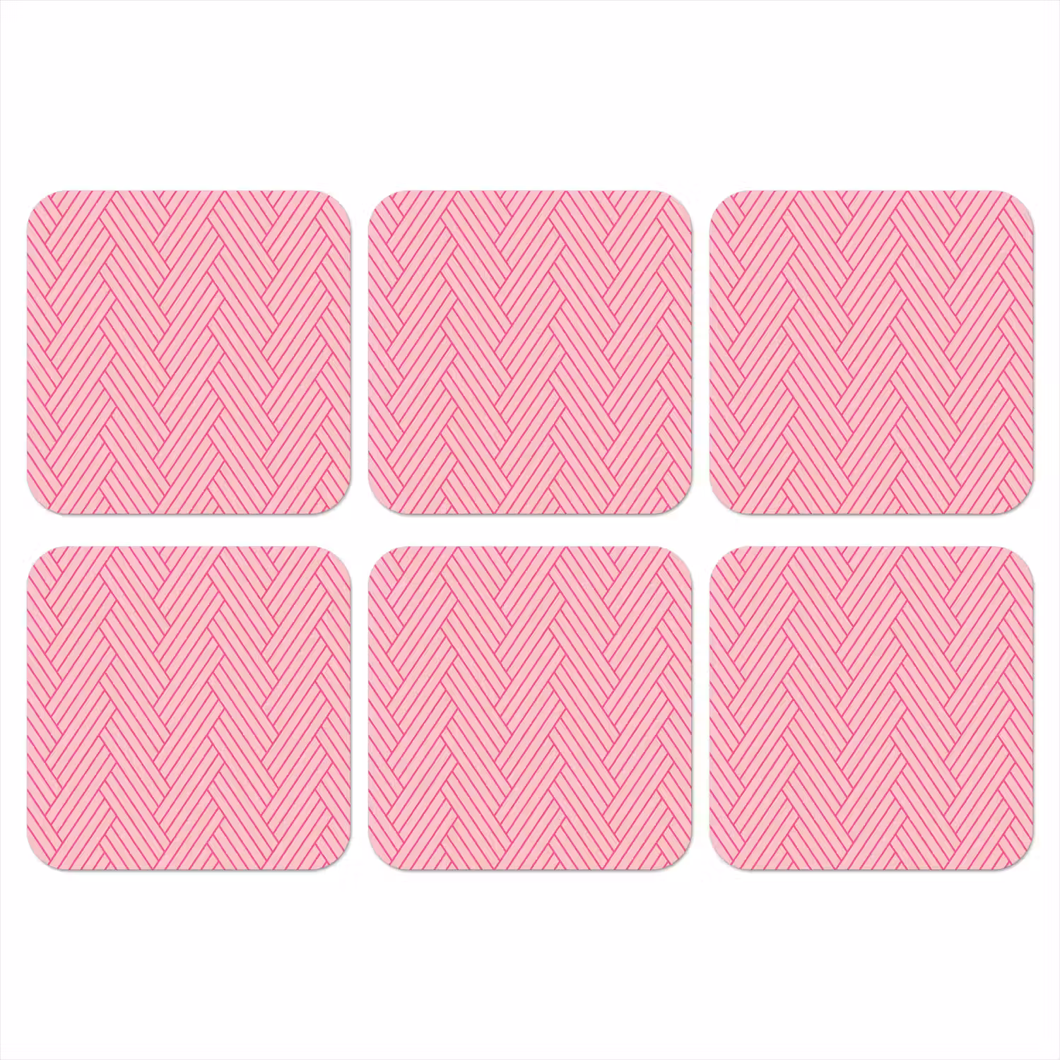 Roze - Patroon - Lijnen onderzetter kurk middel 366 -3d