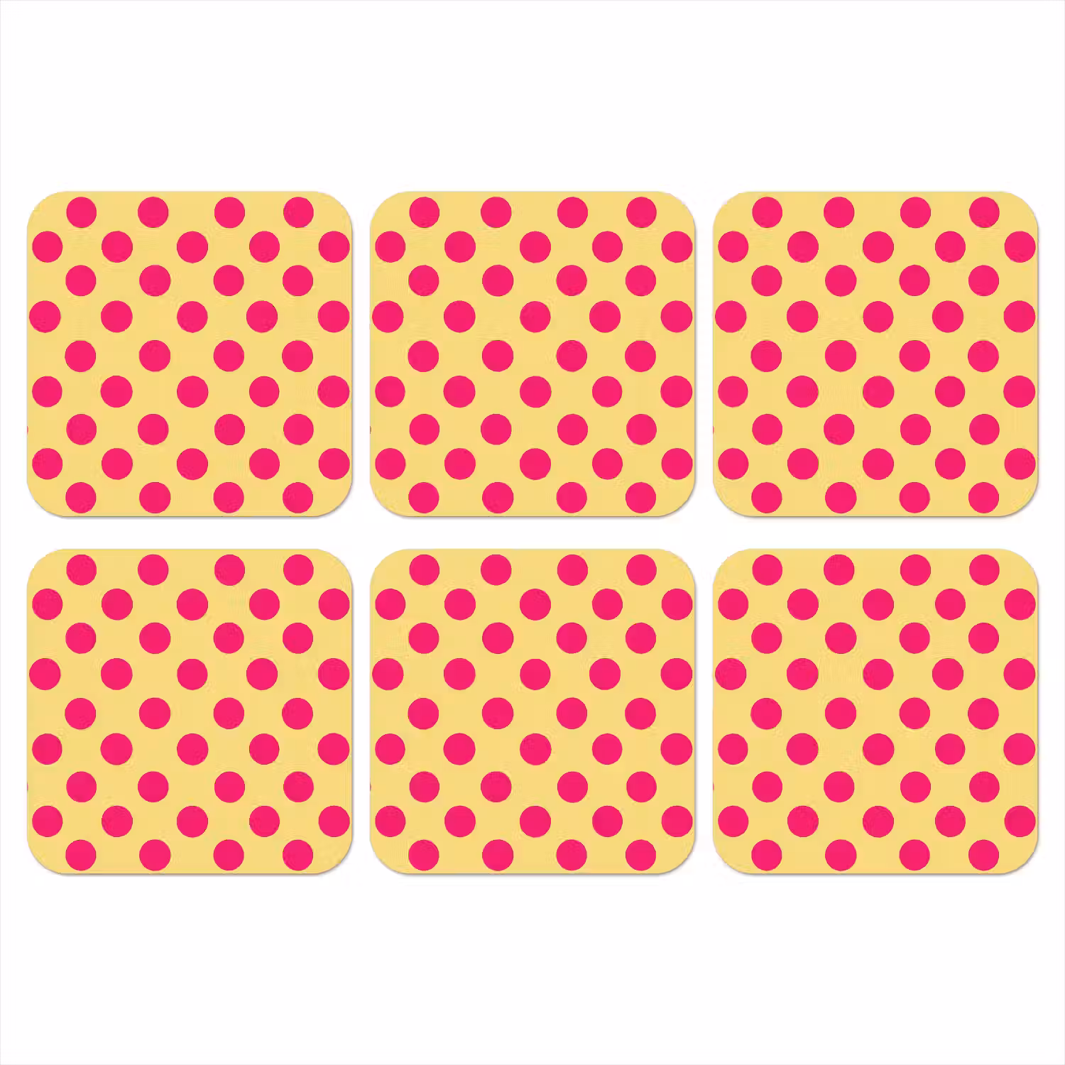 Roze - Stippen - Geel onderzetter kurk middel 366 -3d