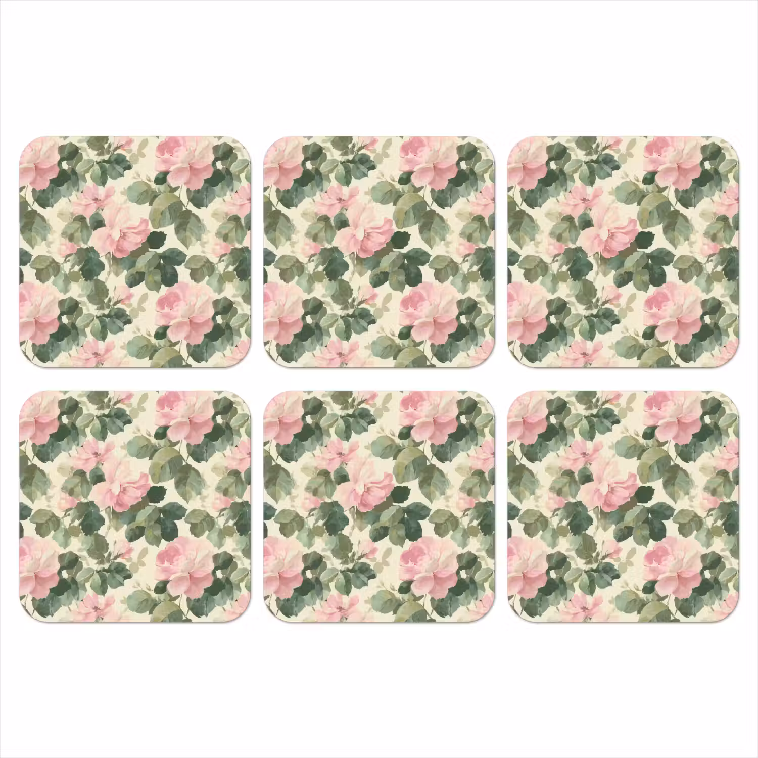 Rozen - Botanisch - Roze onderzetter kurk middel 366 -3d
