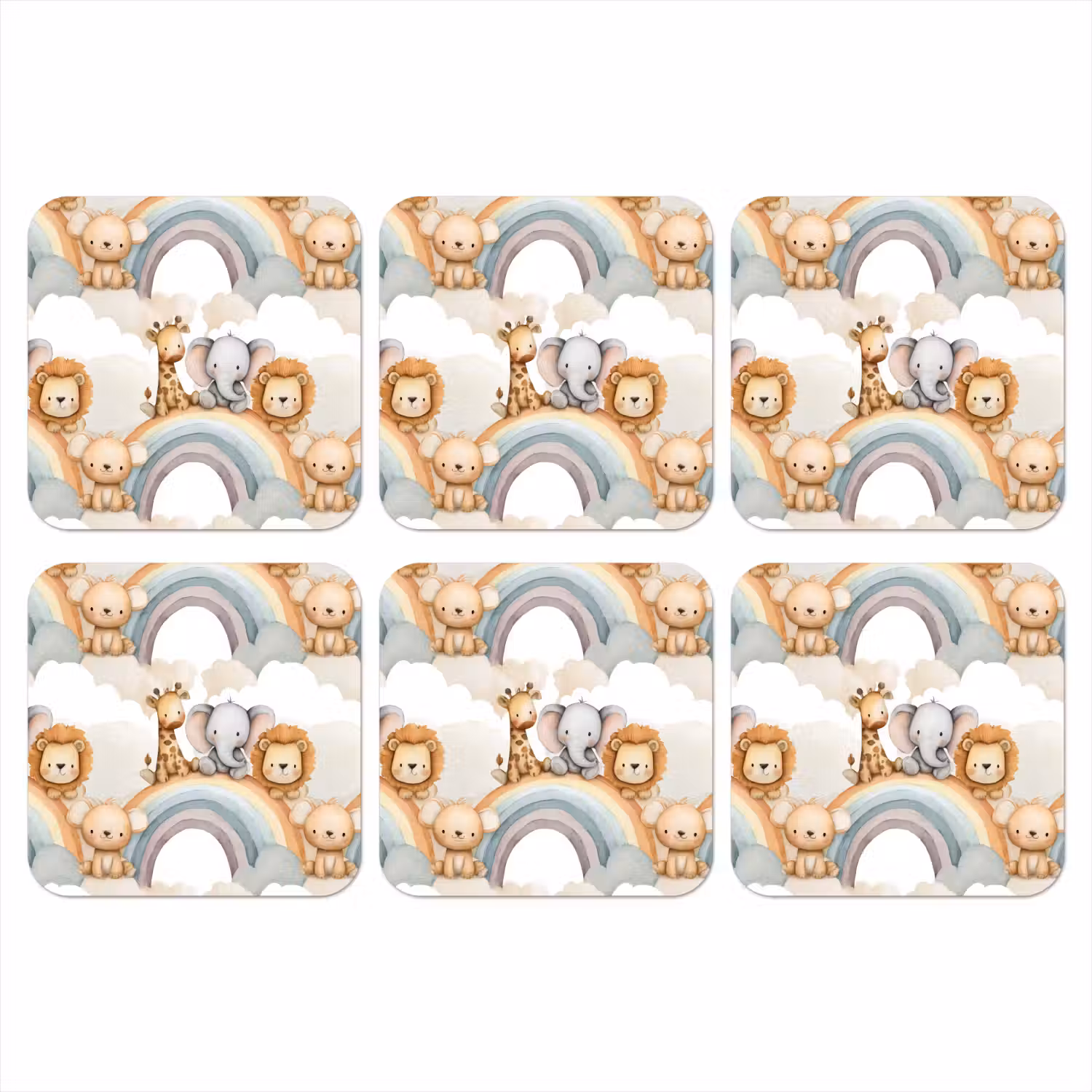 Safari - Regenboog - Kleurrijk onderzetter kurk middel 366 -3d