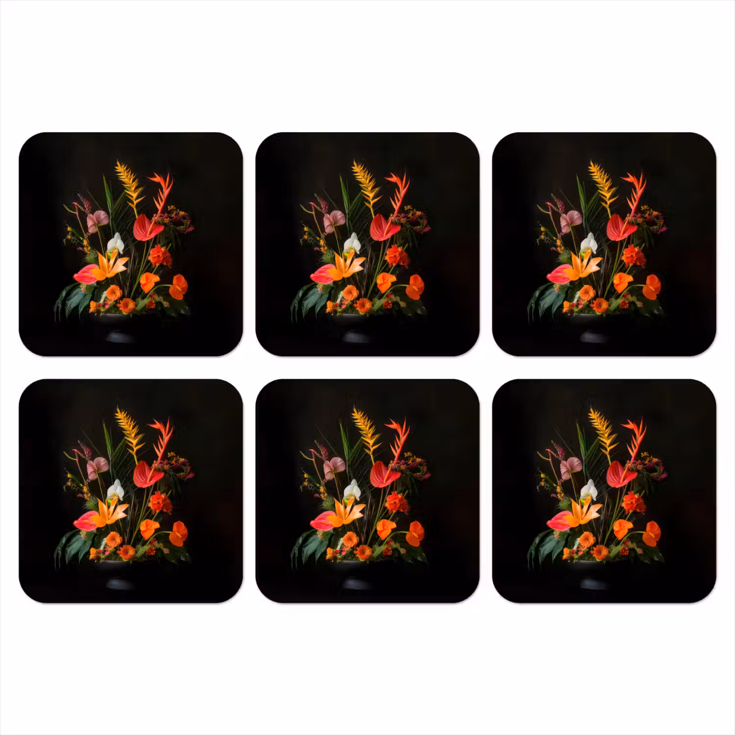 Schaal - Boeket - Bloemen onderzetter kurk middel -3d