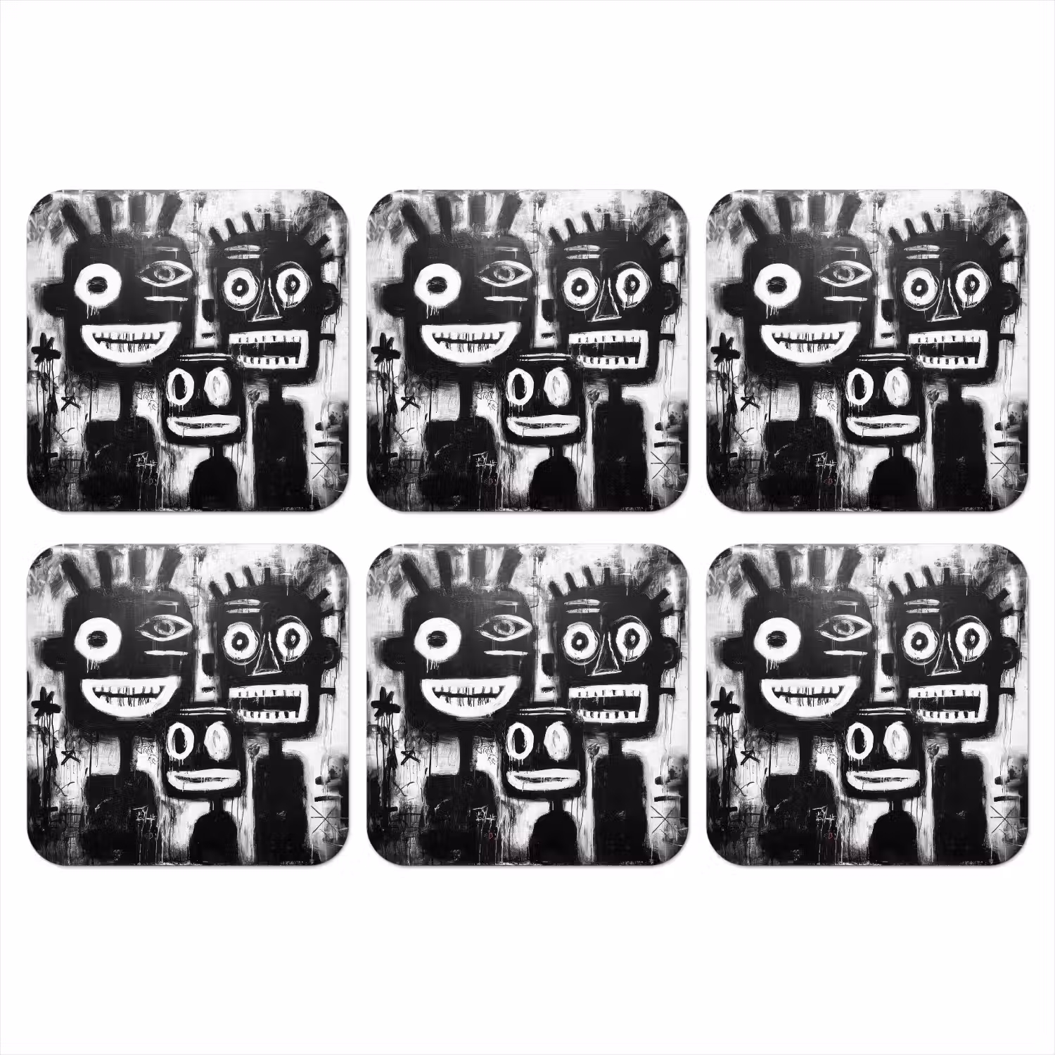 Schilderij - Figuren - Zwart - Abstract onderzetter kurk middel -3d