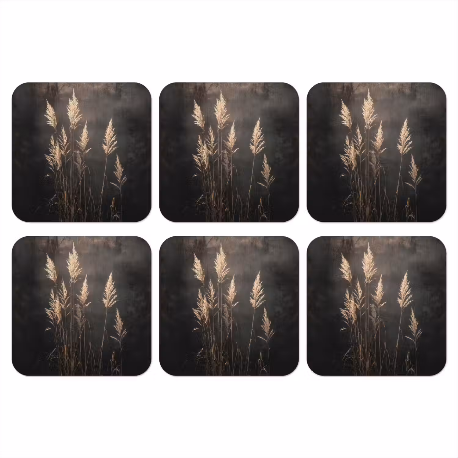 Siergras - Pluimen - Verlichting - Zwart onderzetter kurk middel -3d