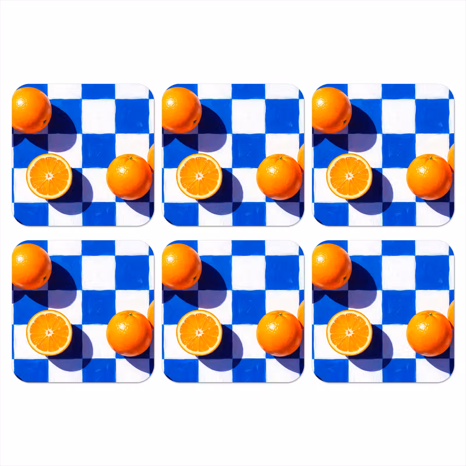 Onderzetter - Sinaasappel - Geruit - Eten - Sinaasappel - Geruit - Eten onderzetter kurk middel