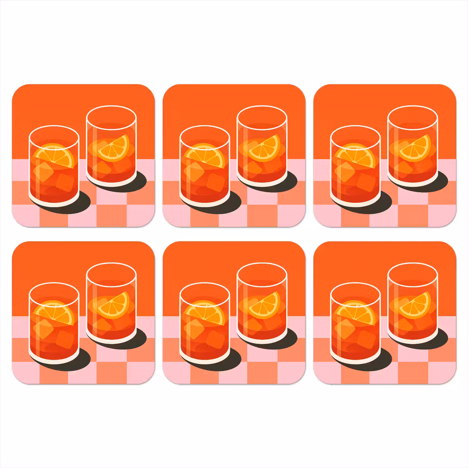 Sinaasappel - Glazen - Oranje onderzetter kurk middel -3d