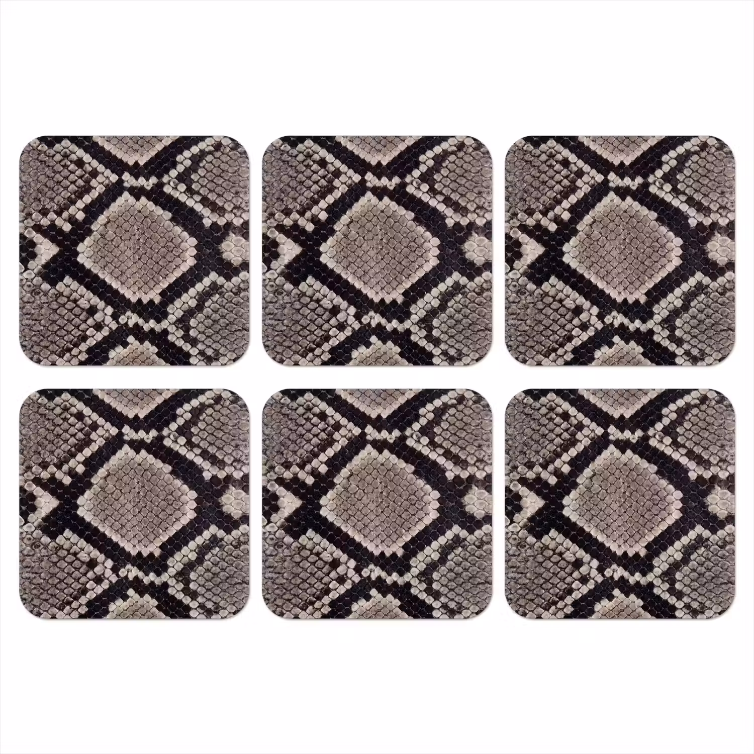 Slangenleer - Patroon - Beige onderzetter kurk middel -3d