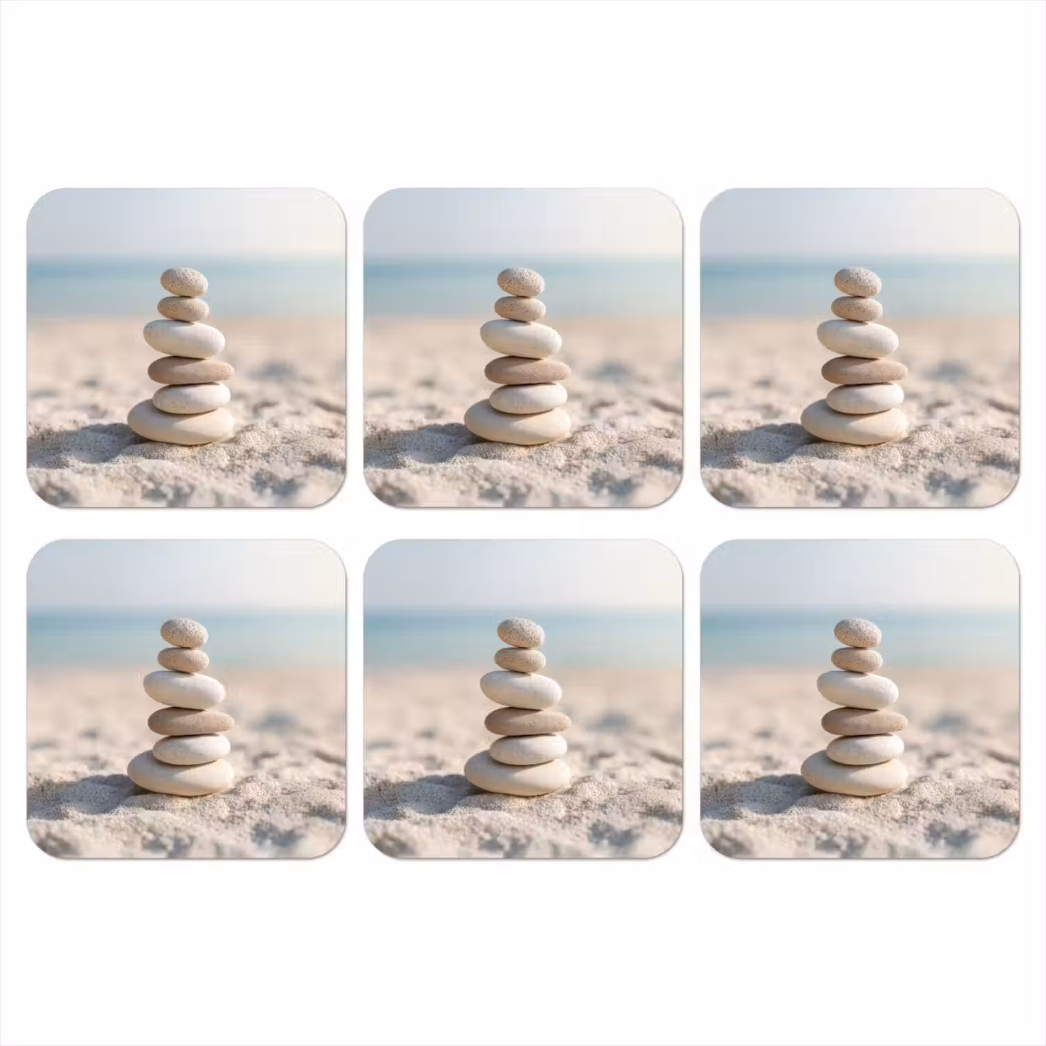 Stenen - Stapel - Zand - Zee onderzetter kurk middel -3d