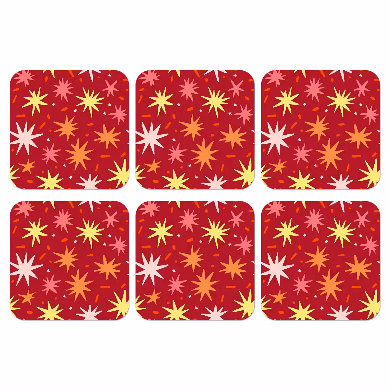 Sterren - Speels - Rood onderzetter kurk middel 366 -3d