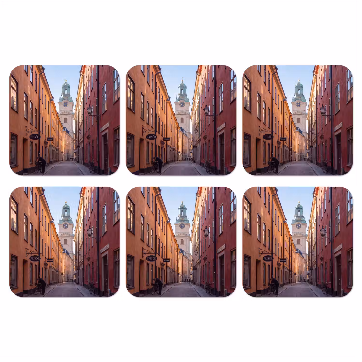 Straat - Klokkentoren - Stad - Architectuur - Historisch onderzetter kurk middel -3d