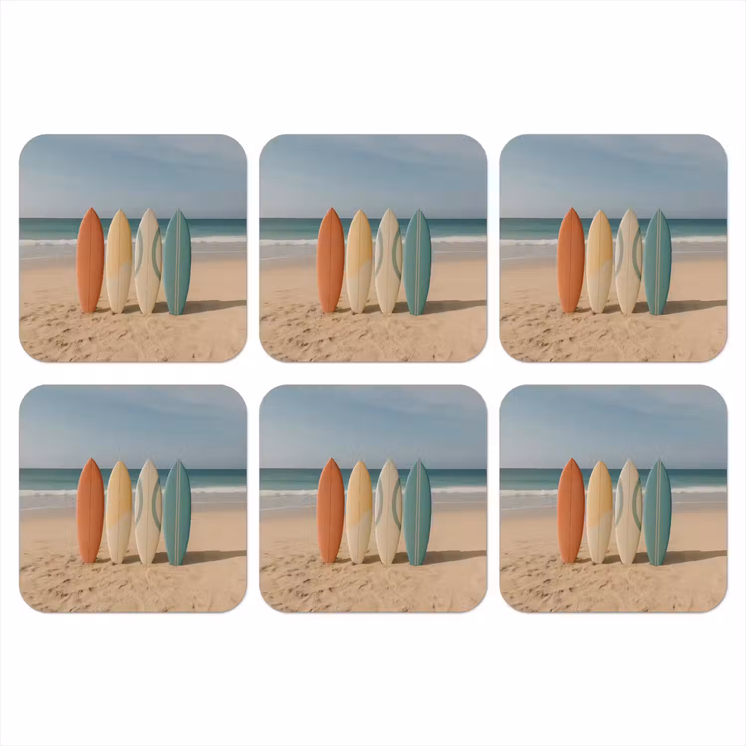Strand - Surfbord - Pastel onderzetter kurk middel -3d