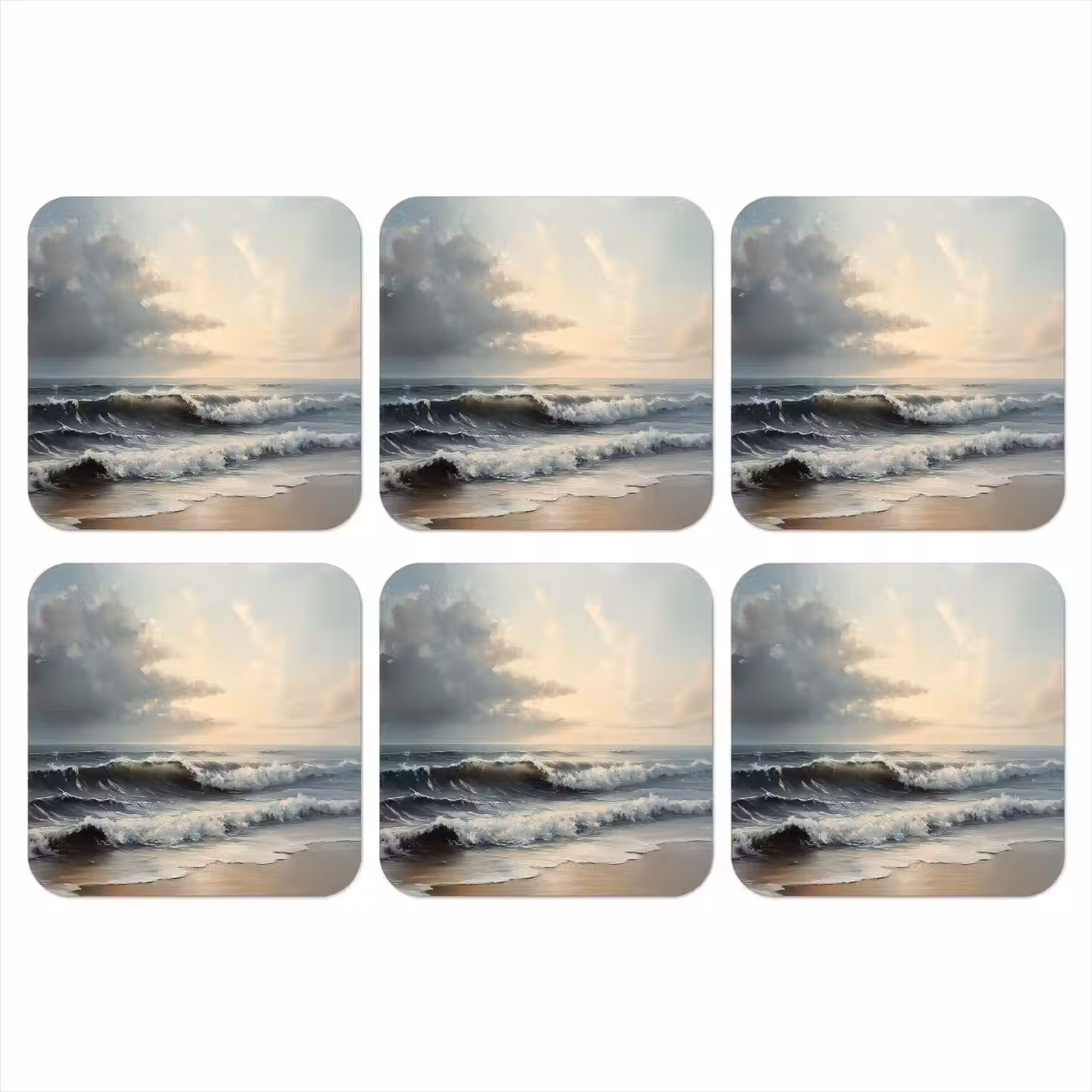 Strand - Zee - Zonsondergang onderzetter kurk middel -3d