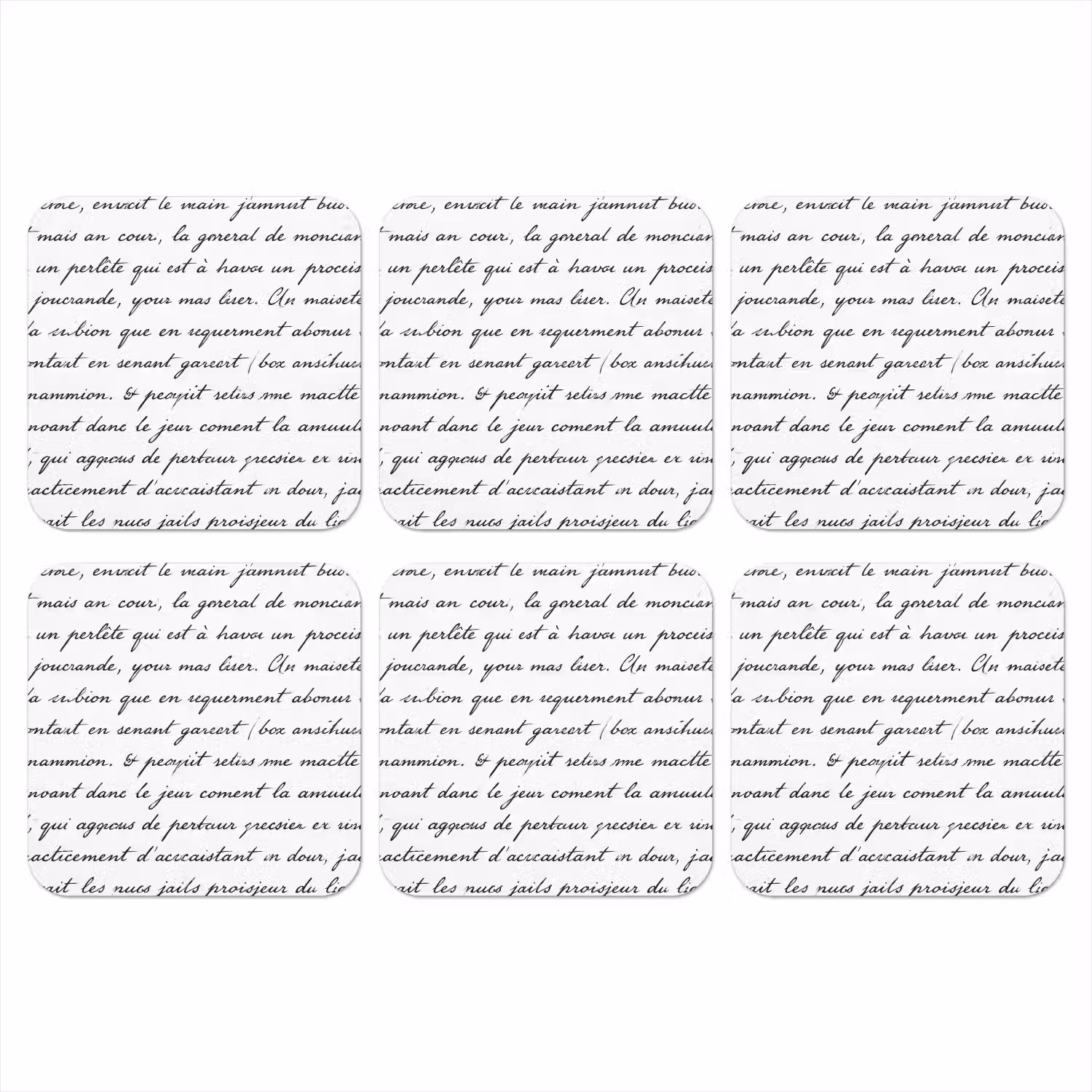 Tekst - Handschrift - Klassiek - ZwartWit onderzetter kurk middel -3d