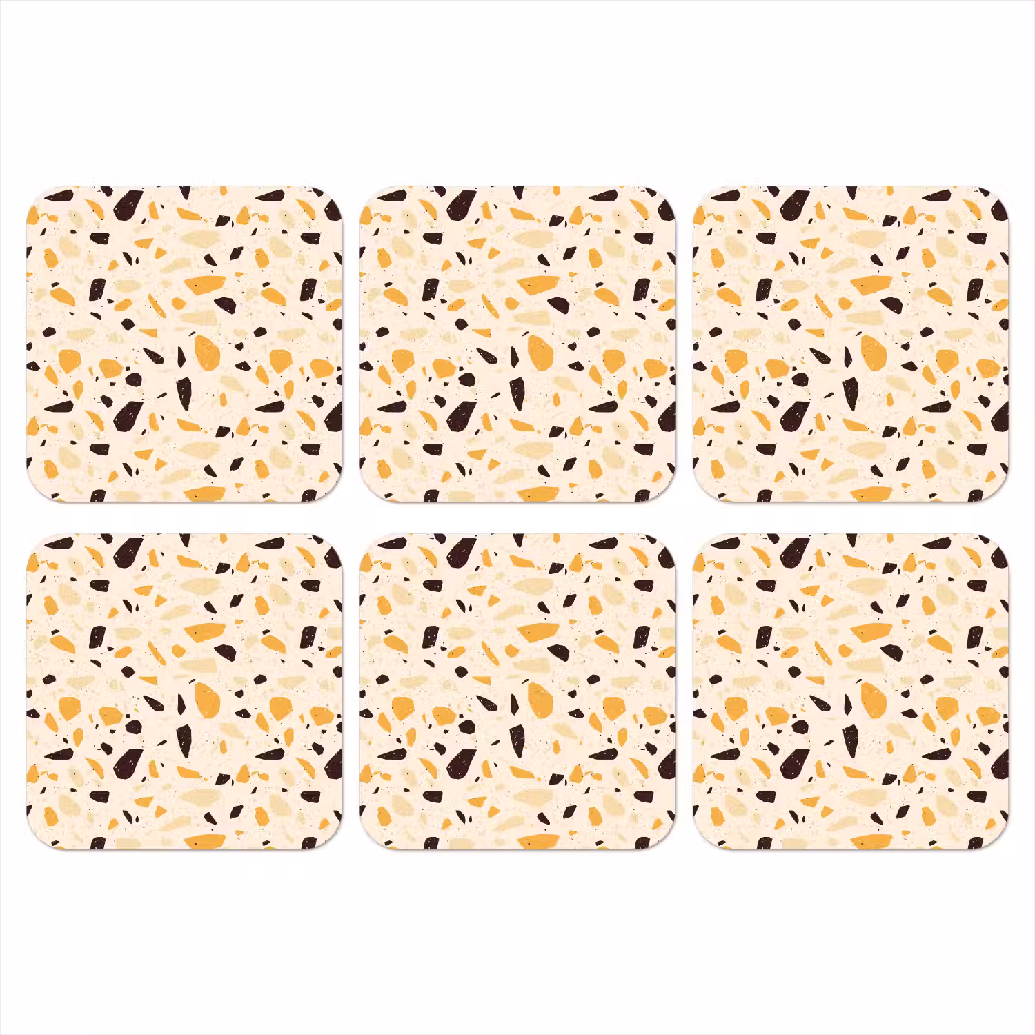 Terrazzo - Patroon - Geel - onderzetter kurk middel 366 -3d