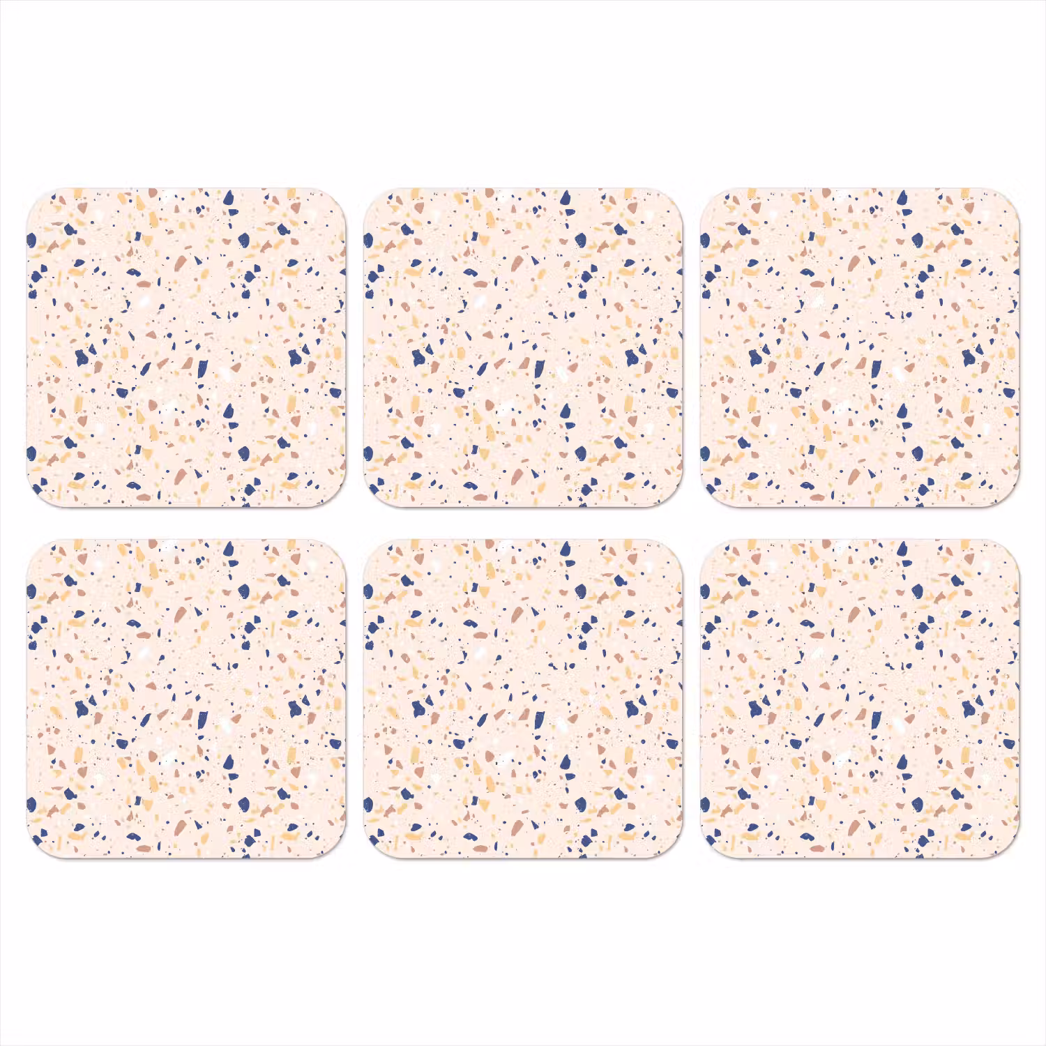 Terrazzo - Patroon - Kleurrijk - Indigo onderzetter kurk middel 366 -3d
