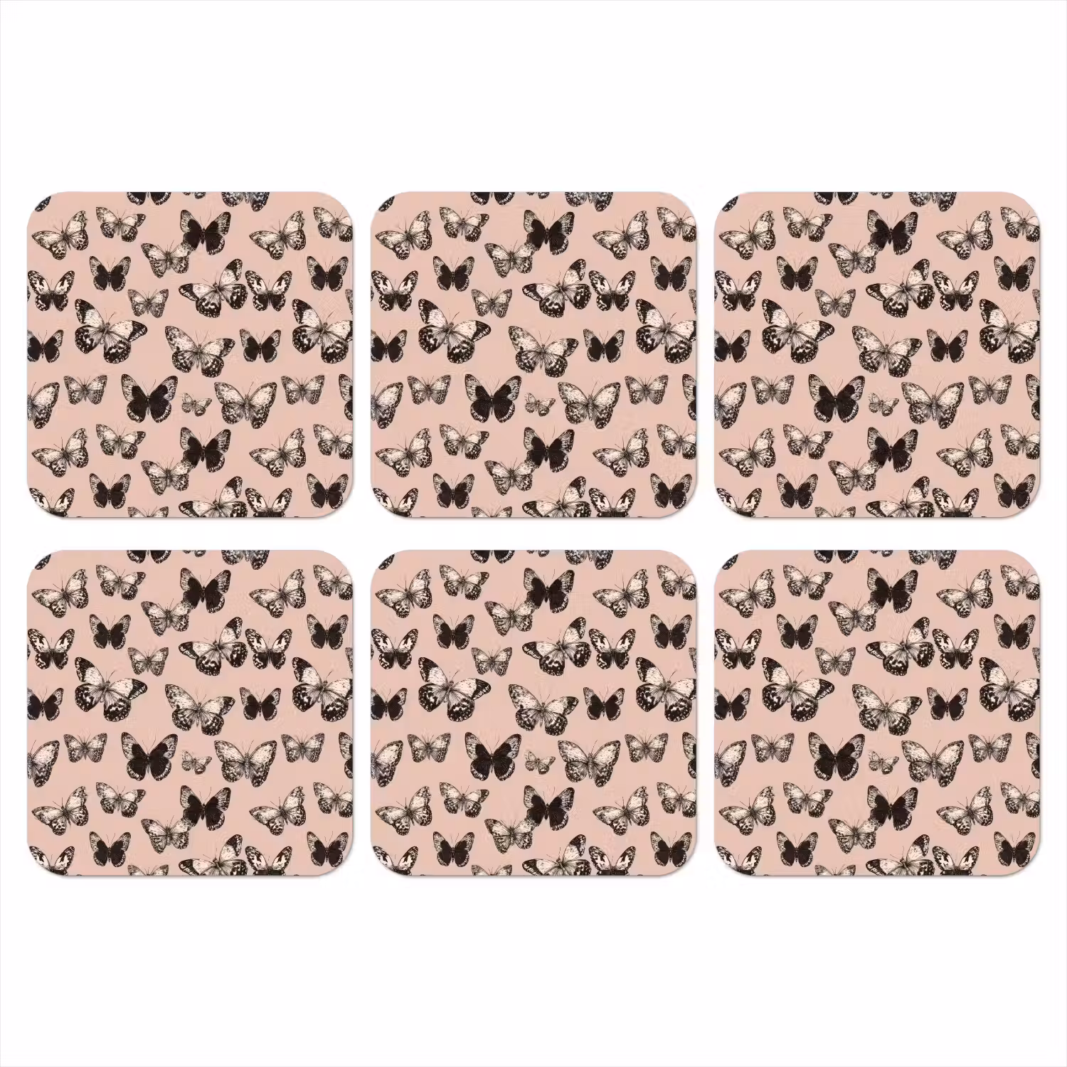 Tijdloos - Vlinders - Perzik onderzetter kurk middel 366 -3d