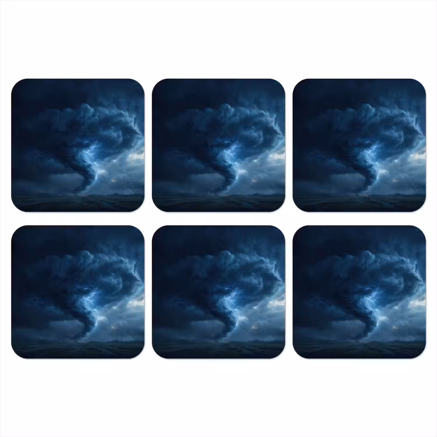 Tornado - Duister - Wolken onderzetter kurk middel -3d