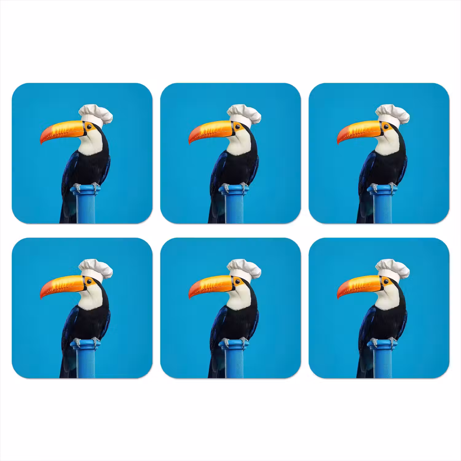 Tucan - Sokkel - Vogel - Koksmuts onderzetter kurk middel -3d