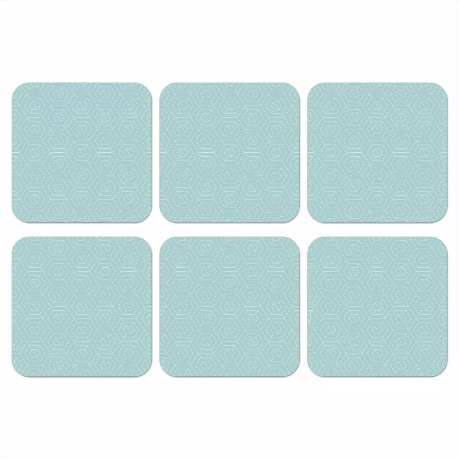 Turquoise - Patroon - Lijnen onderzetter kurk middel 366 -3d
