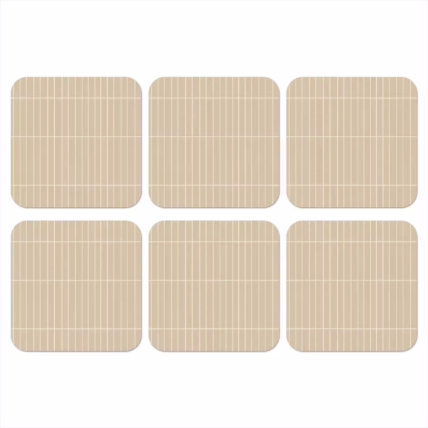 Verticaal - Wandtegel - Crème - Beige onderzetter kurk middel 366 -3d