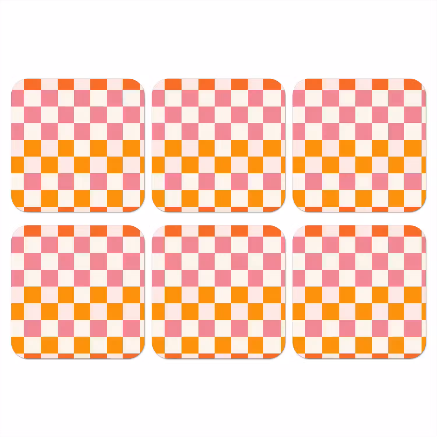 Vierkant - Patroon - Oranje onderzetter kurk middel 366 -3d