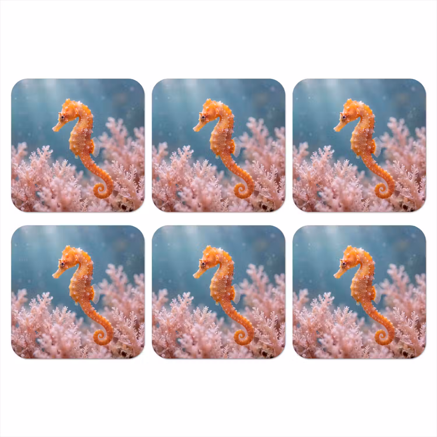 Vis - Koraal - Oceaan - Macro - Oranje onderzetter kurk middel -3d