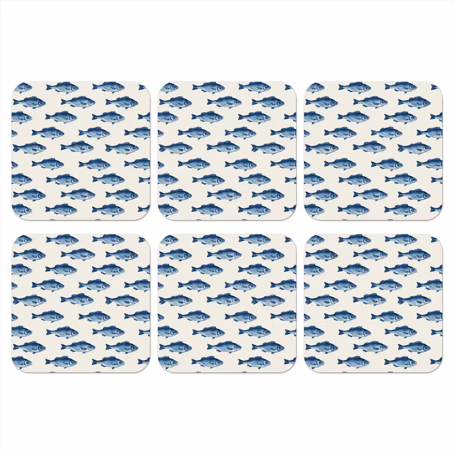 Vis - Patroon - Blauw onderzetter kurk middel 366 -3d