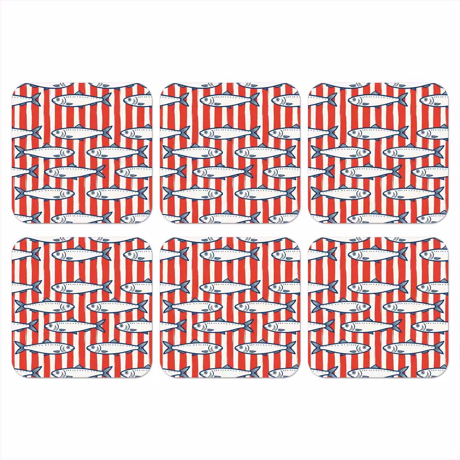 Vis - Patroon - Strepen - Illustratie - Rood onderzetter kurk middel -3d