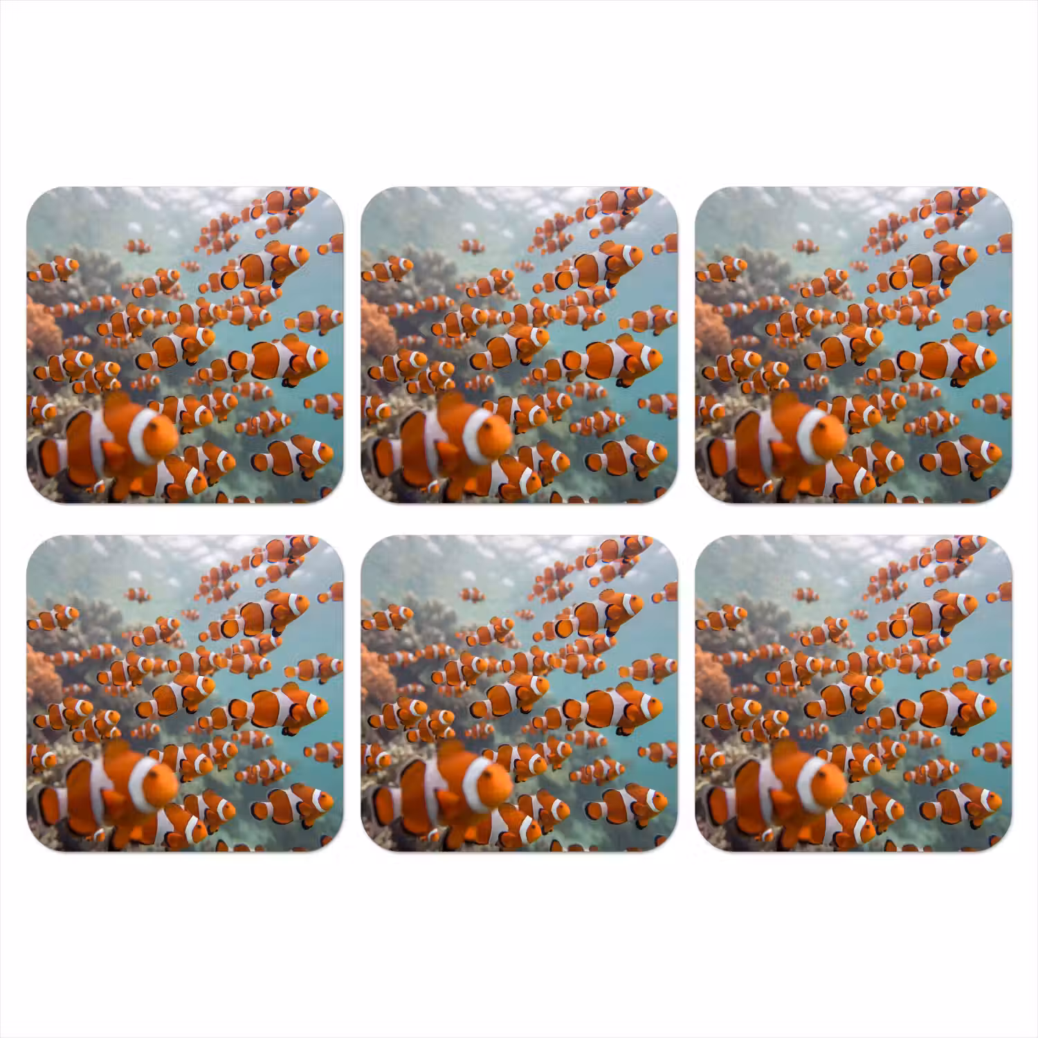 Vis - School - Onderwater - Dieren - Oranje onderzetter kurk middel -3d