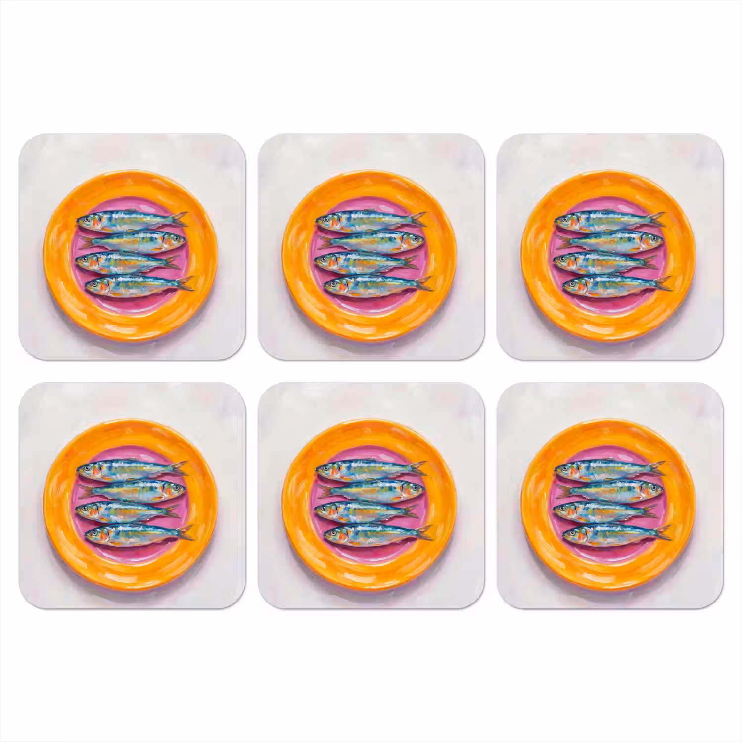 Vis - Vier - Eten - Modern - Kleurrijk onderzetter kurk middel -3d