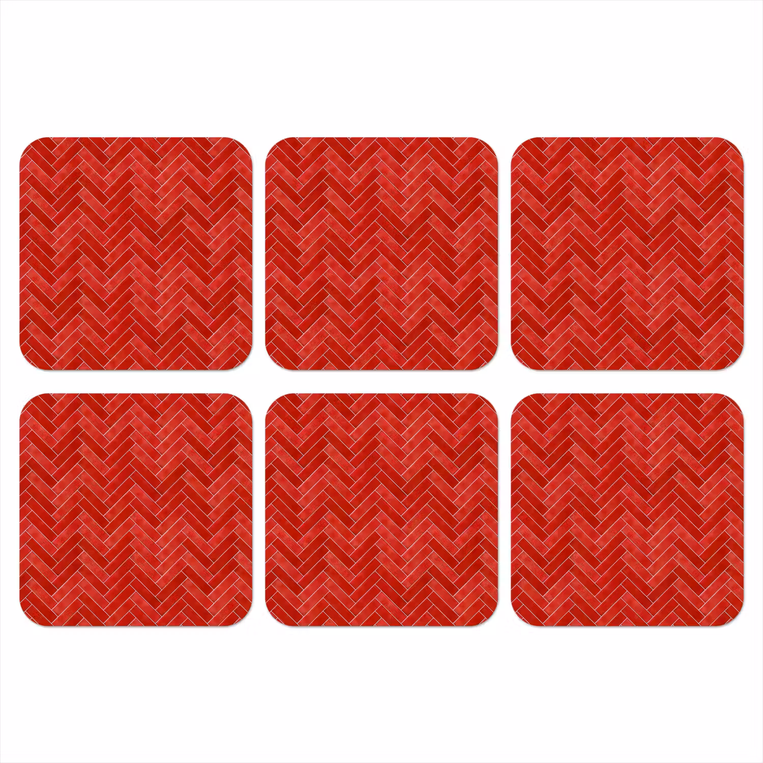 Visgraat - Tegel - Rood onderzetter kurk middel 366 -3d