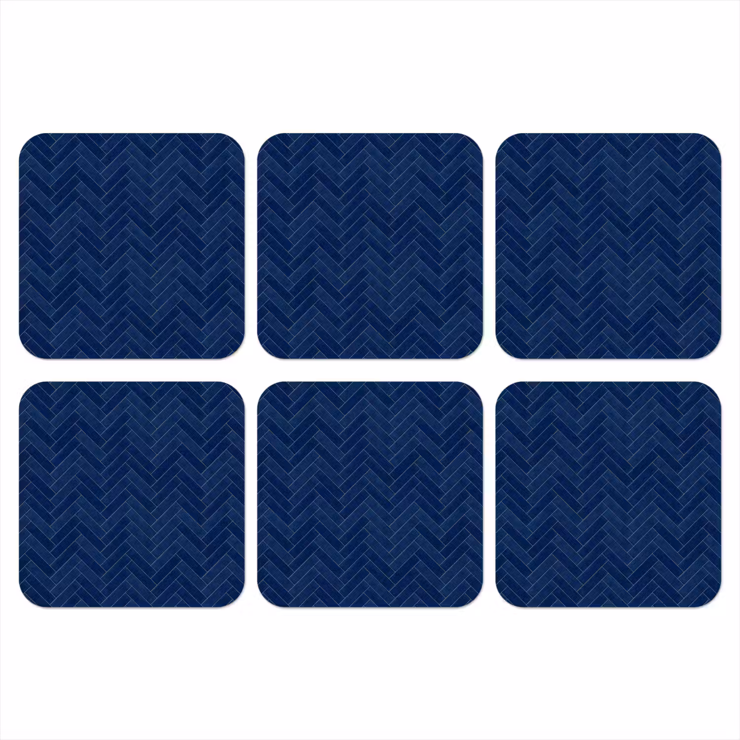 Visgraat - Wandtegel - Donkerblauw - Navy Blue onderzetter kurk middel 366 -3d