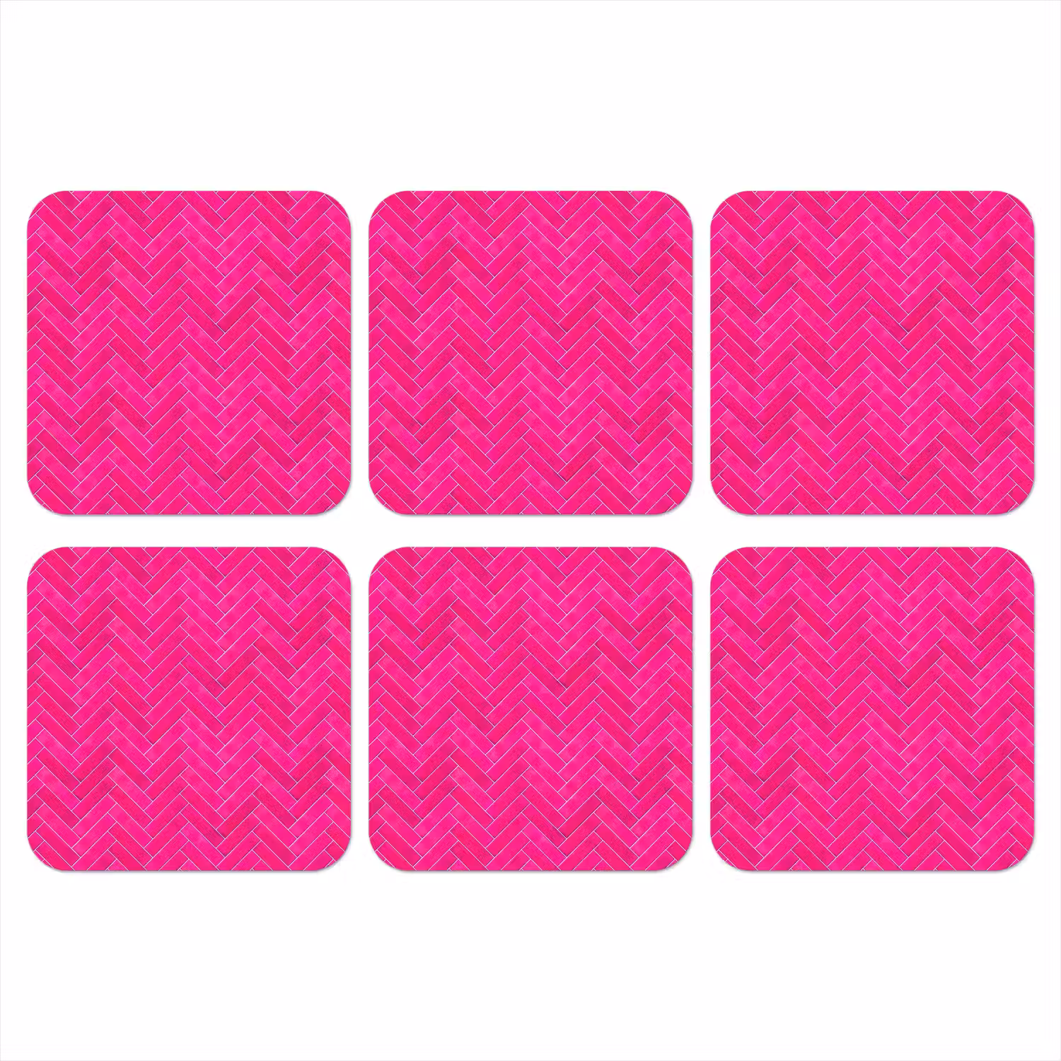 Visgraat - Wandtegel - Fuchsia - Roze onderzetter kurk middel 366 -3d