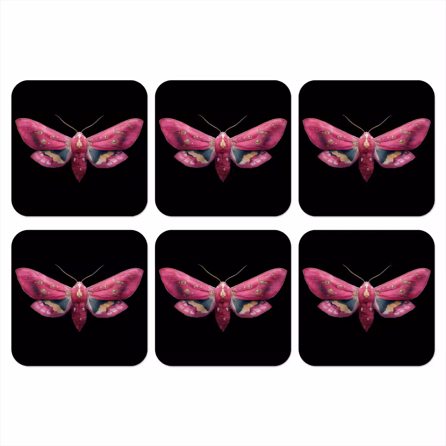 Vlinder - Roze - Nachtvlinder onderzetter kurk middel -3d