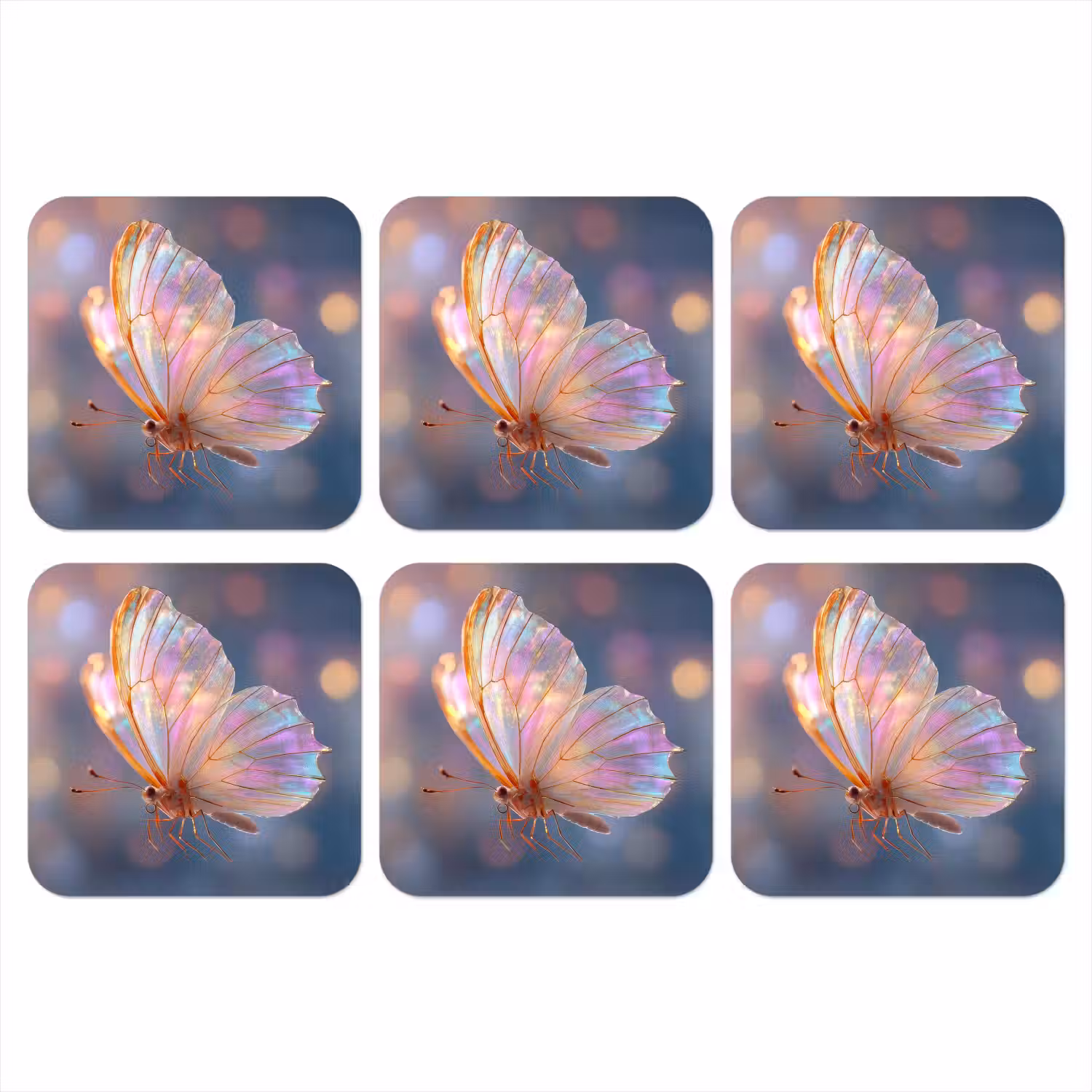 Vlinder - Vleugels - Pastel - Glinstering onderzetter kurk middel -3d