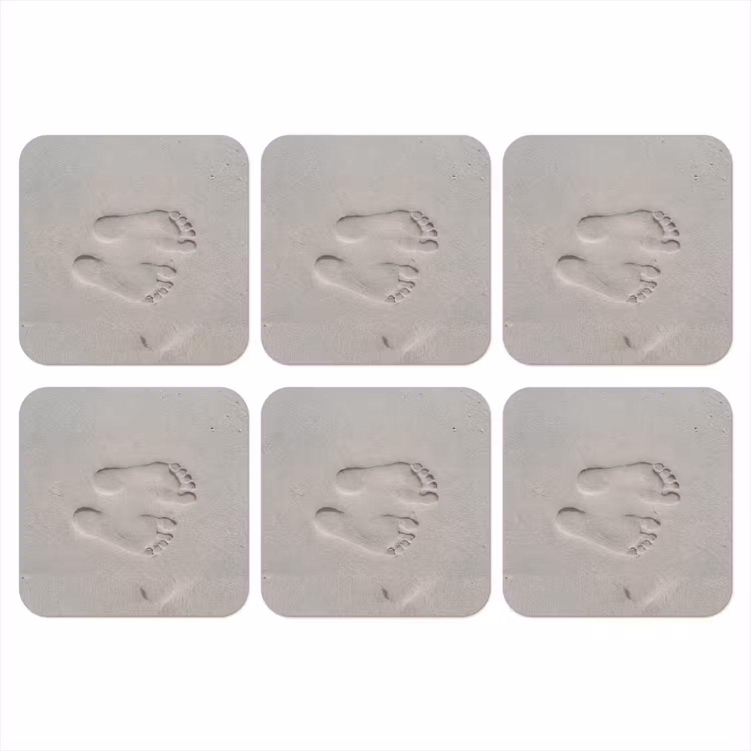 Voeten - Afdrukken - Zand onderzetter kurk middel -3d