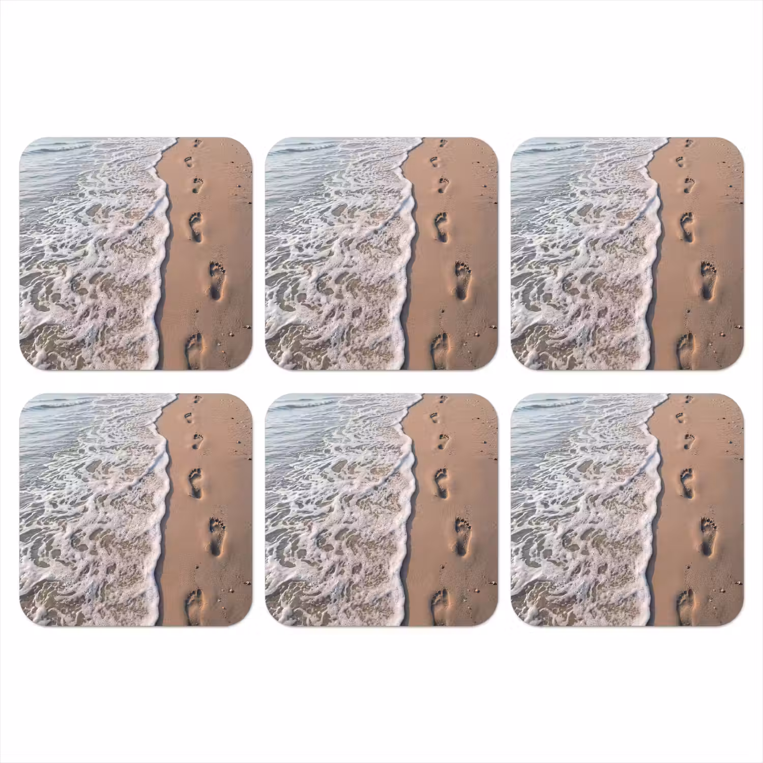 Voetstappen - Vloedlijn - Zee onderzetter kurk middel -3d