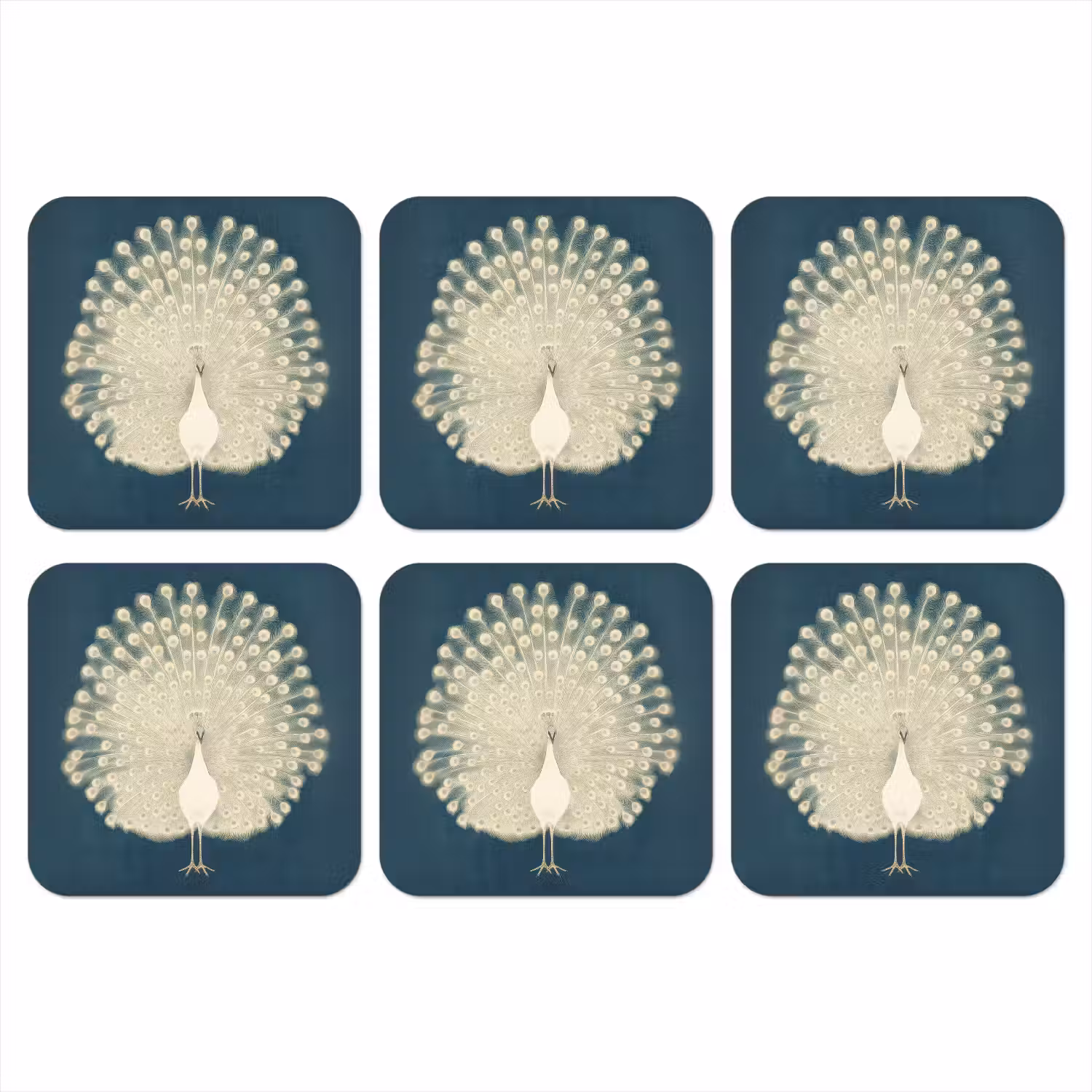 Vogel - Blauw - Vintage onderzetter kurk middel -3d