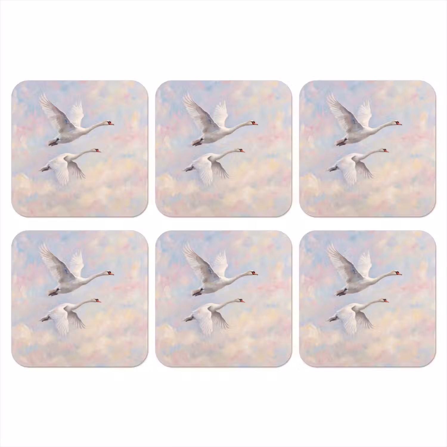 Vogel - Vliegend - Lucht - Modern - Pastel onderzetter kurk middel -3d