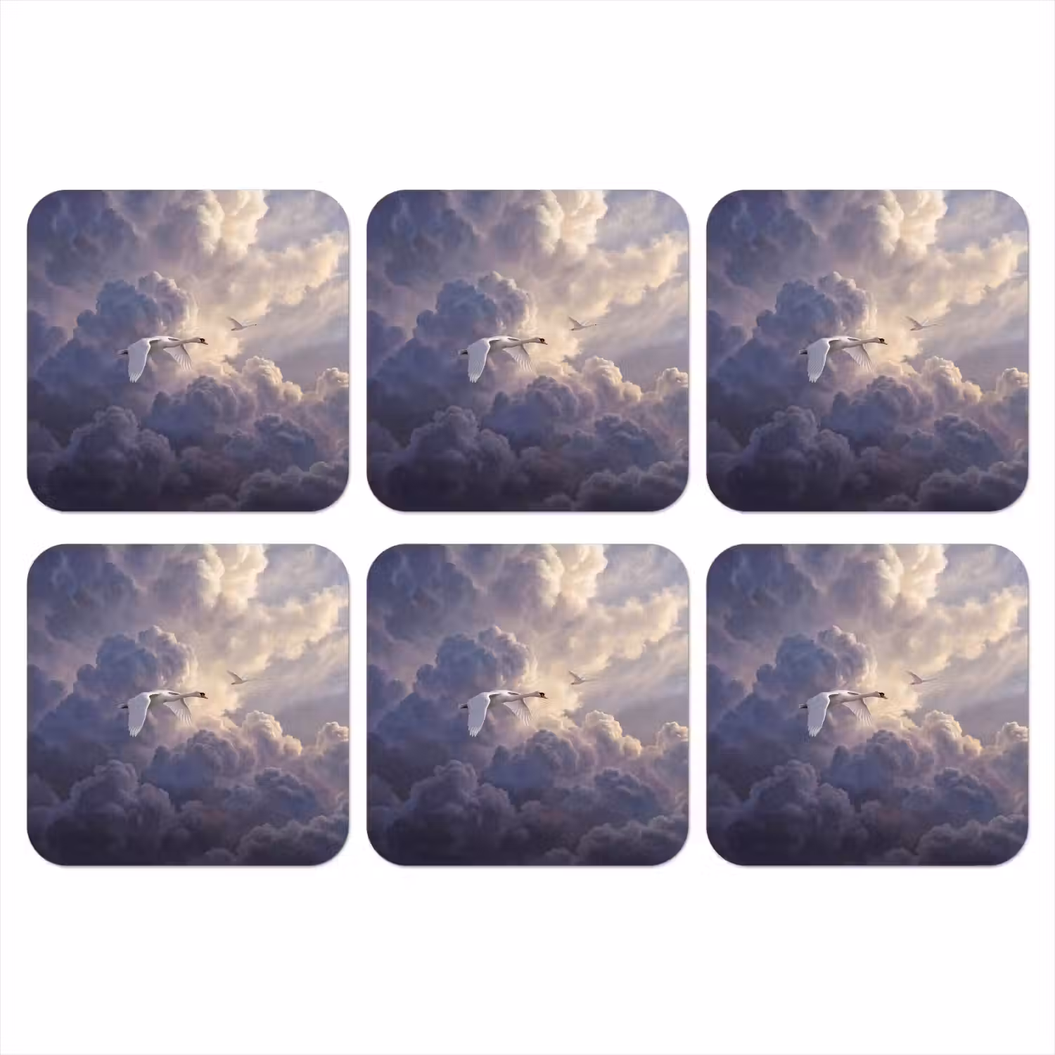 Vogel - Vliegend - Natuur - Wit - Wolken onderzetter kurk middel -3d