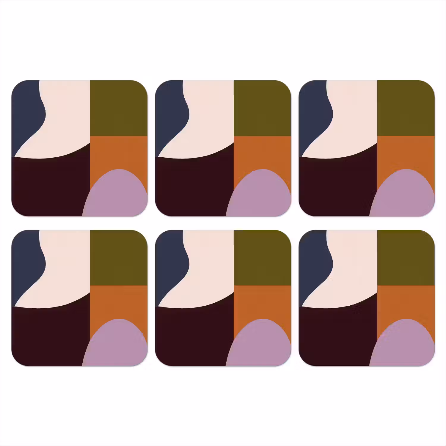 Vormen - Abstract - Kleuren - Vierkant onderzetter kurk middel -3d