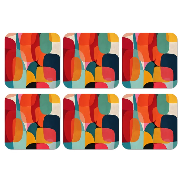 Vormen - Kleurrijk - Abstract - Vlakken onderzetter kurk middel -3d