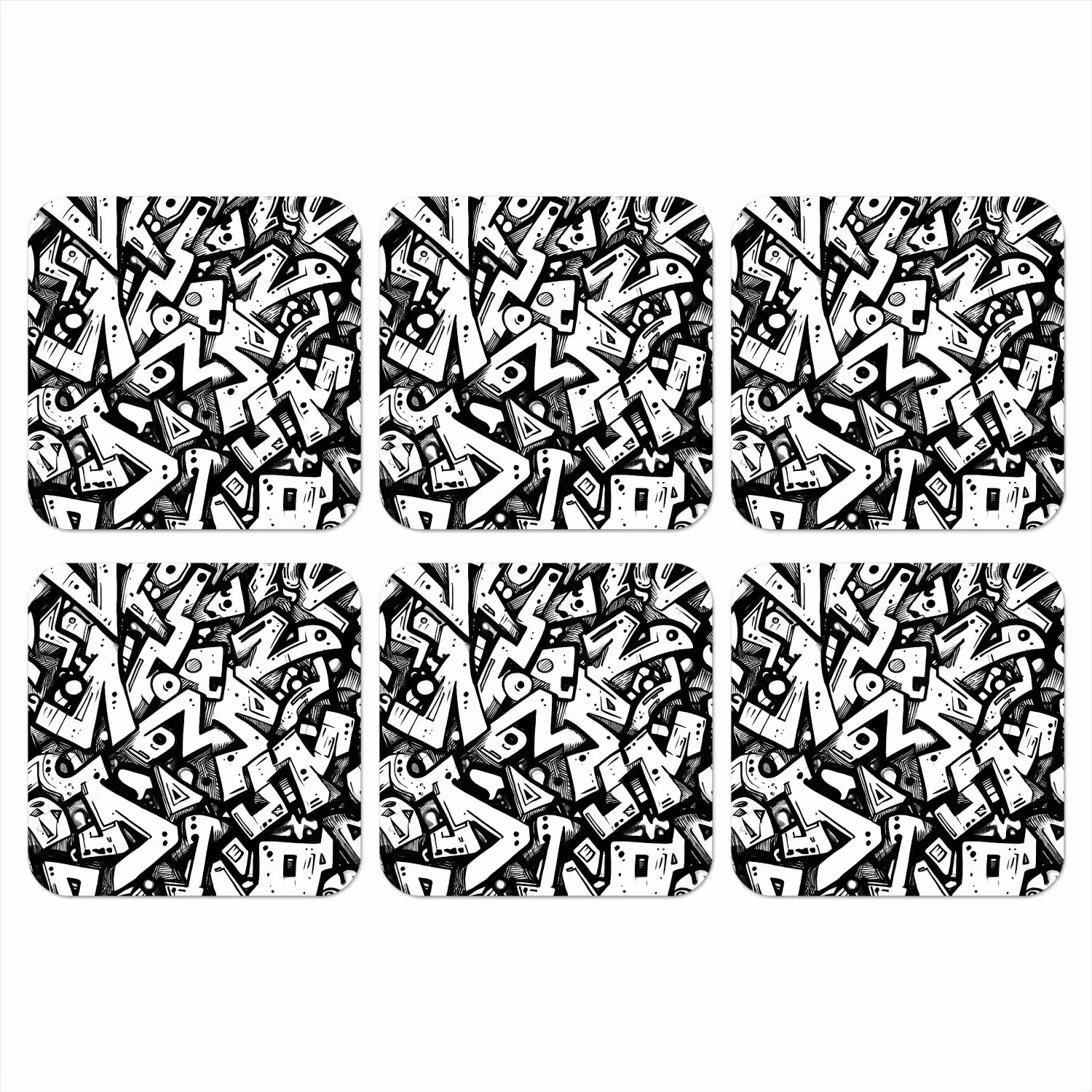Vormen - Letters - Graffiti - Zwart onderzetter kurk middel -3d