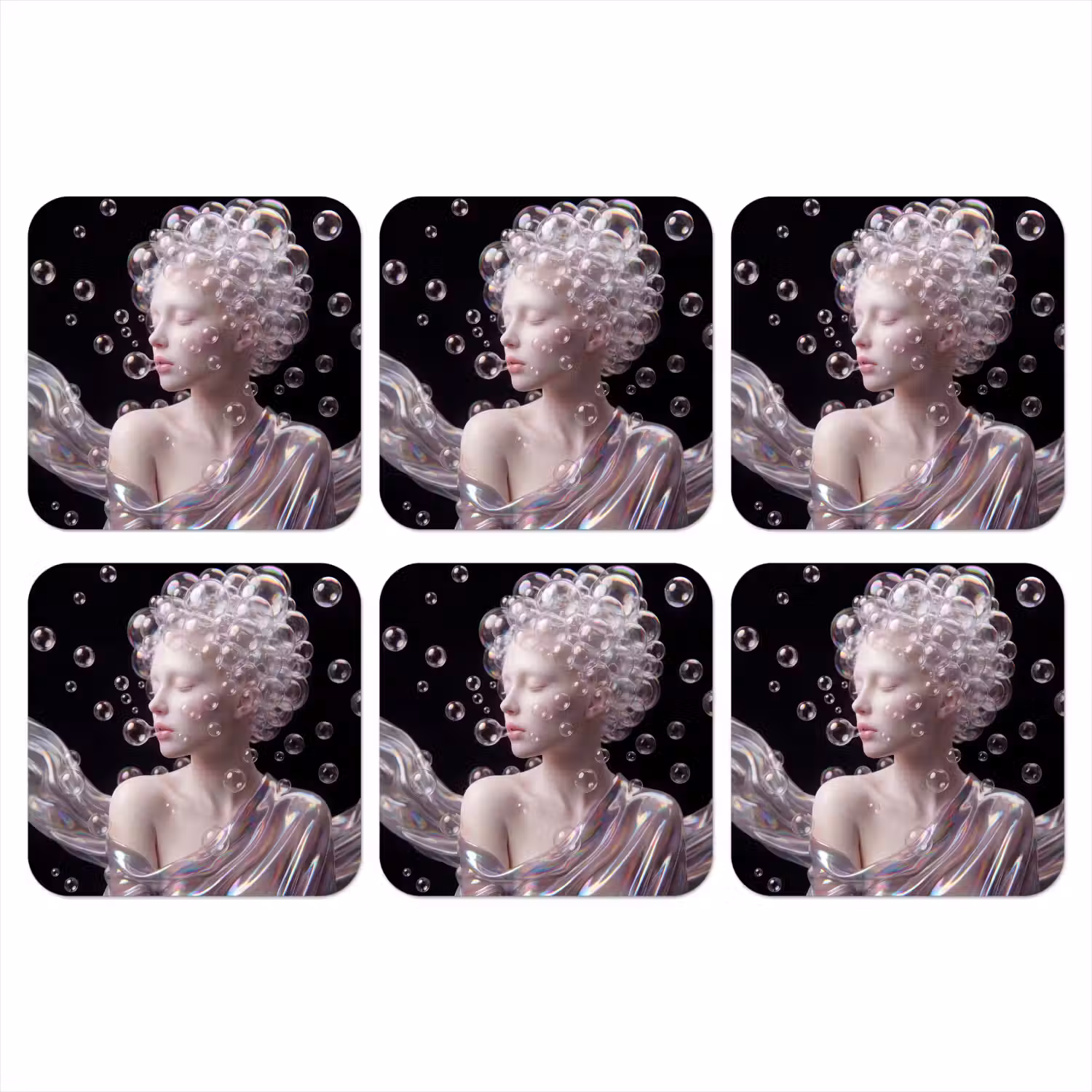 Vrouw - Bellen - Abstract - Kleurrijk onderzetter kurk middel -3d